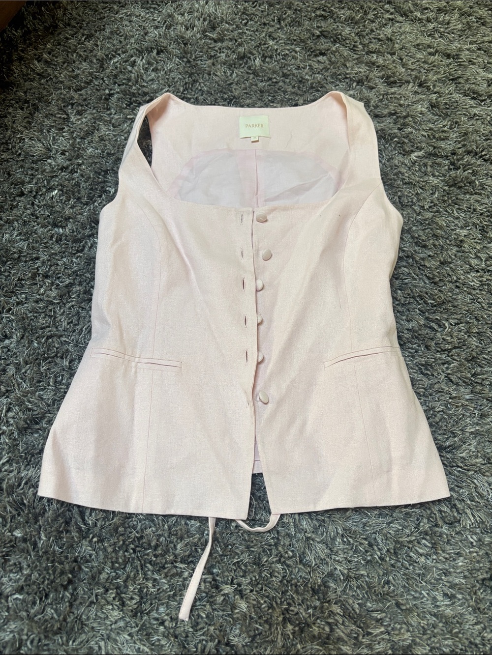 Light Pink Sleeveless Button Front Vest